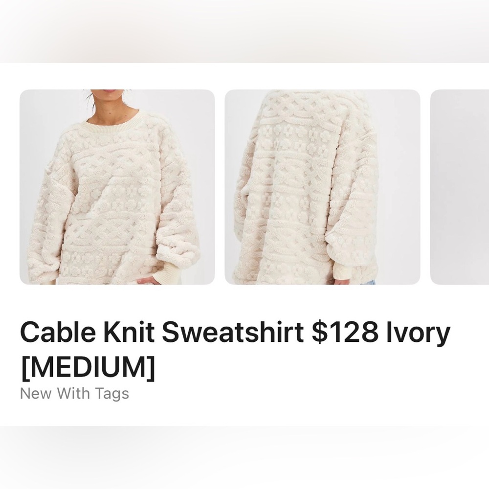 FP Movement by Free People Cream Cable Knit Sweater
